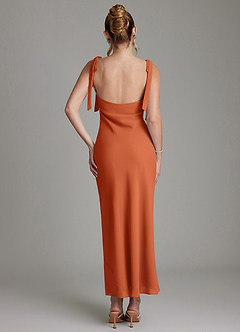 Azazie Luddie Abiti da Damigella Abito Sirena in Chiffon Fiocco Arancia Bruciata image6