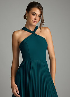 Azazie Afra Abiti da Damigella Abito A-Line in Chiffon Plissettato Pino image5