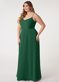 Azazie Daenerys Bridesmaid Dresses Dark Green A-Line Cowl Chiffon Dress image10