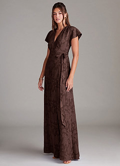 Azazie Ling Final Sale Ganache A-Line Pleated Floral Burnout Dress image5