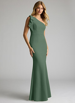 Azazie Rinna Bridesmaid Dresses Eucalyptus Mermaid One Shoulder Stretch Crepe Dress image1
