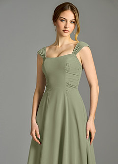 Azazie Oasis Bridesmaid Dresses Pistachio A-Line with Pockets Chiffon Dress image3