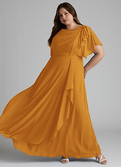 Azazie Aaliyah Modest Bridesmaid Dresses A-Line Scoop Pleated Chiffon Floor-Length Dress image8