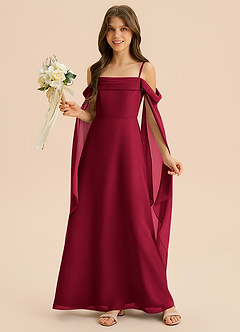 Azazie Moana Junior Linia A Pofałdowany Szyfon Długość podłogi Młodsza druhna Sukienka image4