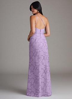 Azazie Mika Bridesmaid Dresses Lilac Sheath One Shoulder Floral Burnout Dress image4