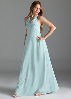 Azazie Tessie Junior Mist A-Line Pleated Chiffon Dress image3