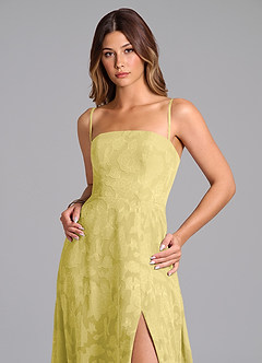 Azazie Wren Bridesmaid Dresses Canary A-Line Strapless Floral Burnout Dress image2