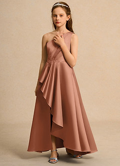 Azazie Taffy Junior Formal Flower Girl Klänningar Klä A-Line i Matt satäng Spets image5