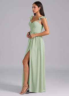 Azazie Denisse Bridesmaid Dresses Dusty Sage A-Line Ruched Chiffon Dress image3