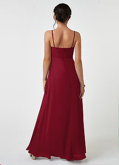 Azazie Collette Junior Burgundy A-Line Ruched Chiffon Dress image2
