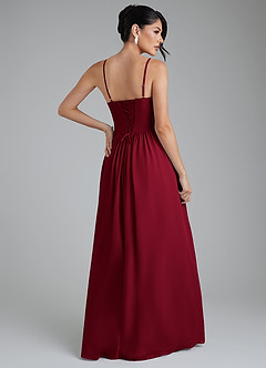 Azazie Alisha Bridesmaid Dresses Burgundy A-Line Corset Chiffon Dress image9