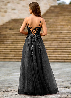 Milliener Schwarz Tüllblumen-Abendkleid image2