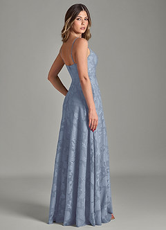 Azazie Amani 신부 들러리 드레스 A라인 주름진 플로럴 번아웃 바닥 길이 드레스 image2