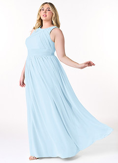Azazie Harper Bridesmaid Dresses Sky Blue A-Line Pleated Chiffon Dress image8