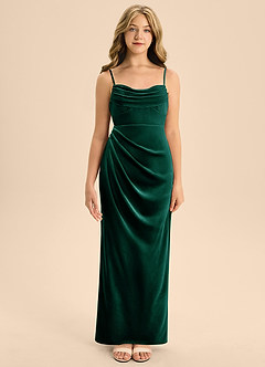 Azazie Mai Junior Emerald A-Line Sweetheart Neckline Velvet Dress image5