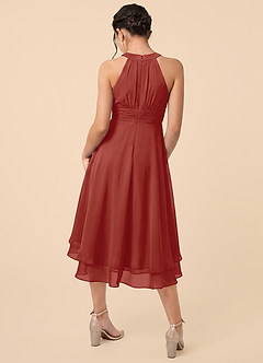 Azazie Linna Junior Terracotta A-Line Pleated Chiffon Dress image2
