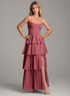 Azazie Alanna Brautjungfernkleider A-Linie Herzausschnitt Chiffon Kleid Merlot image5