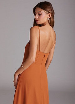 Azazie Wren 신부 들러리 드레스 A라인 스트랩리스 쉬폰 티 길이 드레스 image7