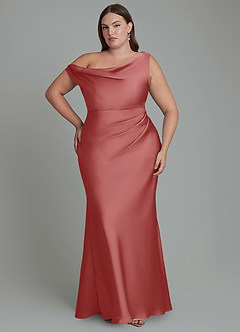 Azazie Emerson Robes à essayer chez vous Robe Sirène en Satin extensible Épaules dénudées émeraude image8