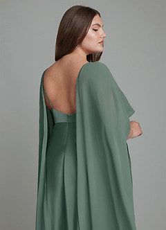 Azazie Stefania Bridesmaid Dresses Sea Moss A-Line Stretch Satin Dress image15