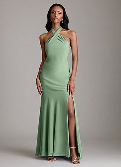 Azazie Lorena Bridesmaid Dresses Matcha Mermaid Pleated Chiffon Dress image1