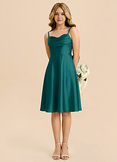 Azazie Bear Junior Peacock A-Line Sweetheart Neckline Stretch Satin Dress image5