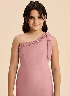 Azazie Yana Junior Dusty Rose Sheath Bow Chiffon Dress image5