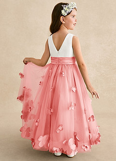 Azazie Vi Flower Girl Dresses Coral A-Line Sleeveless Tulle Dress image1