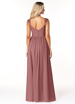 Azazie Cleobella Robes de demoiselle d'honneur Robe Trapèze en Mousseline de soie Dentelle en forme de cœur Rose Du Désert image2