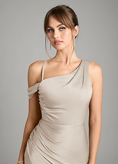 Azazie Madelyn Bridesmaid Dresses Frost Mermaid One Shoulder Stretch Satin Convertible Dress image3