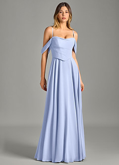 Azazie Chelsey Abiti da Damigella Abito Convertibile A-Line in Chiffon a Spalla Scoperta Ghiaccio image3