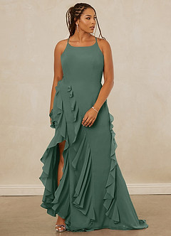 Christian Siriano Bridal for Azazie 1006 Bridesmaid Dresses Sea Moss Mermaid Ruched Chiffon Dress image10