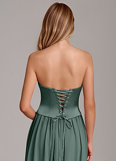 Azazie Cadence Suknie dla druhen Linia A Gorset Satyna elastyczna Do ziemi Sukienka image6