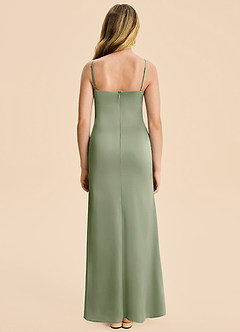 Azazie Rosalia Junior Pistachio Sheath Pleated Stretch Satin Dress image2