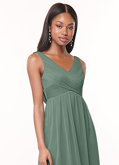 Azazie Oceana Final Sale Dusty Rose A-Line V-Neck Pleated Mesh Dress image5