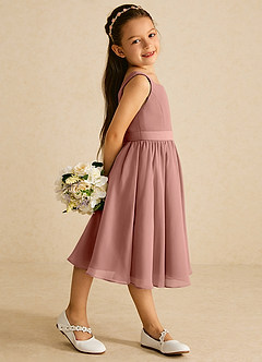 Azazie Ari Abiti da Ragazza di Fiori Abito A-Line in Chiffon Senza Maniche Cedro Rosa image3