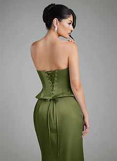 Azazie River Bridesmaid Dresses Olive Sheath Corset Stretch Satin Convertible Dress image16