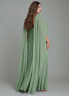 Azazie Stefania Brautjungfernkleider A-Linie Stretch-Satin Kleid Matcha image8