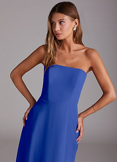 Azazie Wren Bridesmaid Dresses Royal Blue A-Line Strapless Chiffon Dress image5