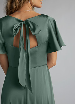 Azazie Kimber Robes de demoiselle d'honneur Robe Trapèze en Satin extensible Rayé Mousse De Mer image4