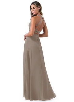 Azazie Clarice Bridesmaid Dresses A-Line Halter Chiffon Floor-Length Dress image3