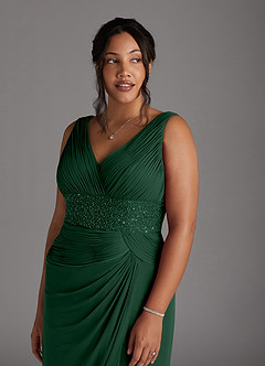 Azazie Winona Abiti per la Madre della Sposa Abito Sirena in Maglia Lustrini Verde Scuro image5
