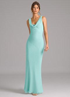 Azazie Rylina Bridesmaid Dresses Aqua Mermaid Pleated Chiffon Dress image3