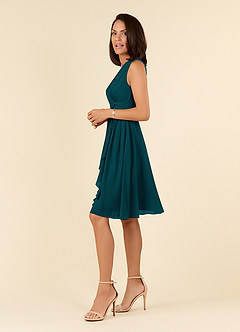 Azazie Theron Abiti per la Madre della Sposa Abito A-Line in Chiffon con Scollo a V a Pieghe Pino image3