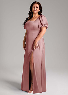 Azazie Fyona Bridesmaid Dresses Dusty Rose A-Line Pleated Stretch Satin Dress image10