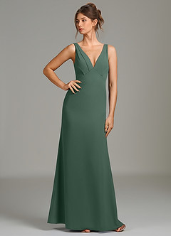 Azazie Leticia Bridesmaid Dresses Sea Moss Sheath Pleated Chiffon Dress image3