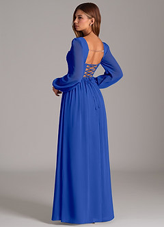 Azazie Maree Bridesmaid Dresses Royal Blue A-Line Corset Chiffon Dress image2