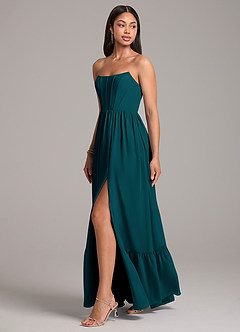 Azazie Kailee Bridesmaid Dresses Pine A-Line with Pockets Chiffon Dress image3
