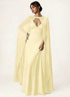 front Azazie Knot-Front Chiffon Long Cape