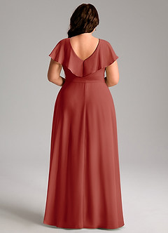 Azazie Lainey Bridesmaid Dresses Terracotta A-Line with Pockets Chiffon Dress image9
